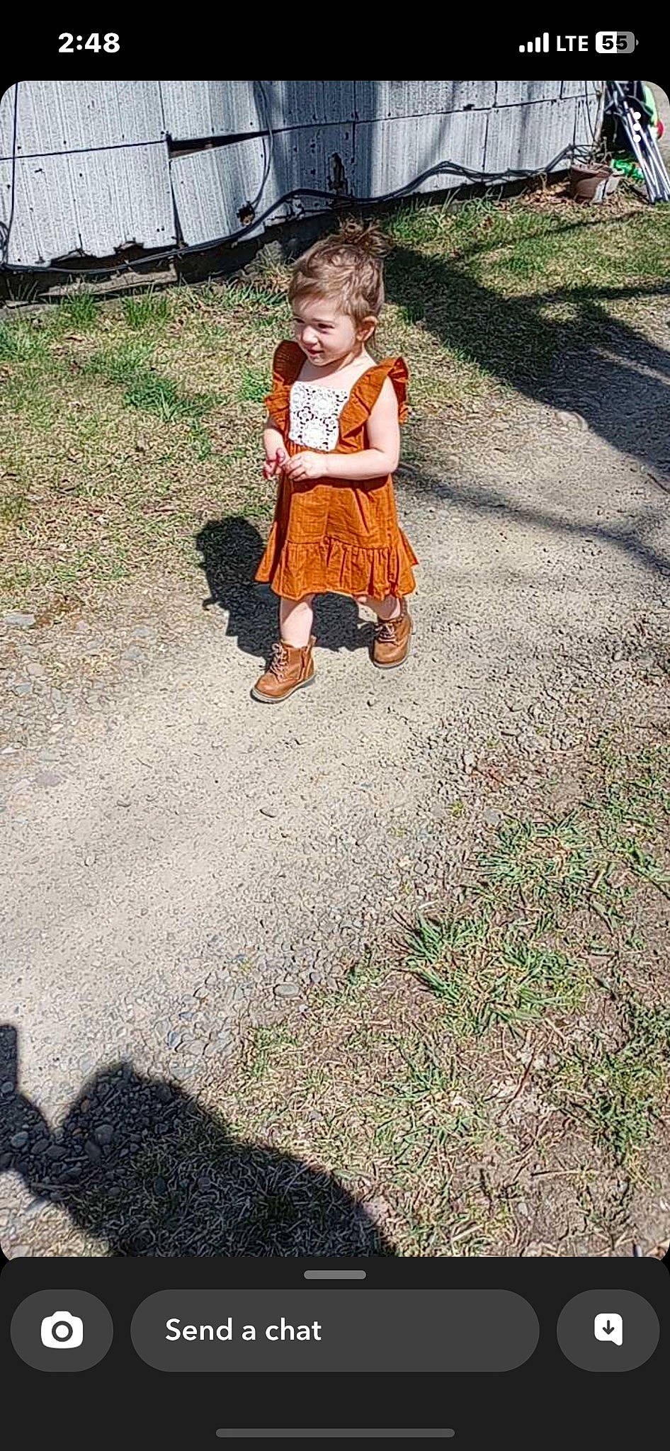 Jordyn is registered to the contest to win money with this photo: asphalt, child, dress, eye, grass, happy, head, human_leg, landscape, lawn, leaf, leisure, people_in_nature, person, plant, recreation, road_surface, sidewalk, tints_and_shades, toddler