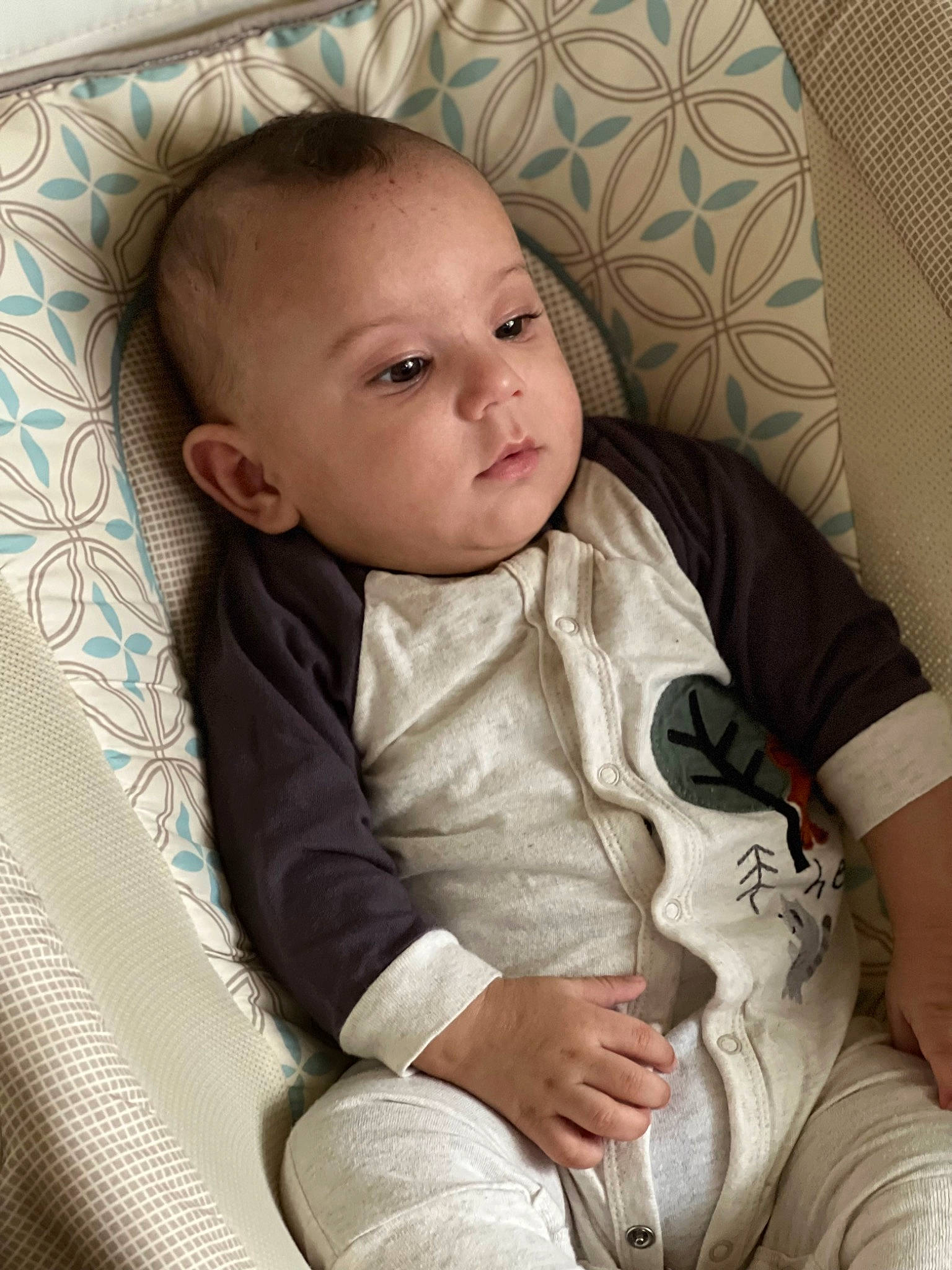 Kaiden joined the competition — help win amazing prizes! baby, baby_products, baby_safety, baby_toddler_clothing, cheek, child, comfort, eye, head, iris, linens, lip, nose, pattern, person, room, sitting, skin, sleeve, textile
