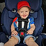 Colton joined the competition — help win amazing prizes! baby, blue_clothing, car, car_seat, casual, child, cute, denim_overalls, happy, infant, interior, person, portrait, red_cap, safety_harness, seat, seatbelt, smiling, toddler, transportation
