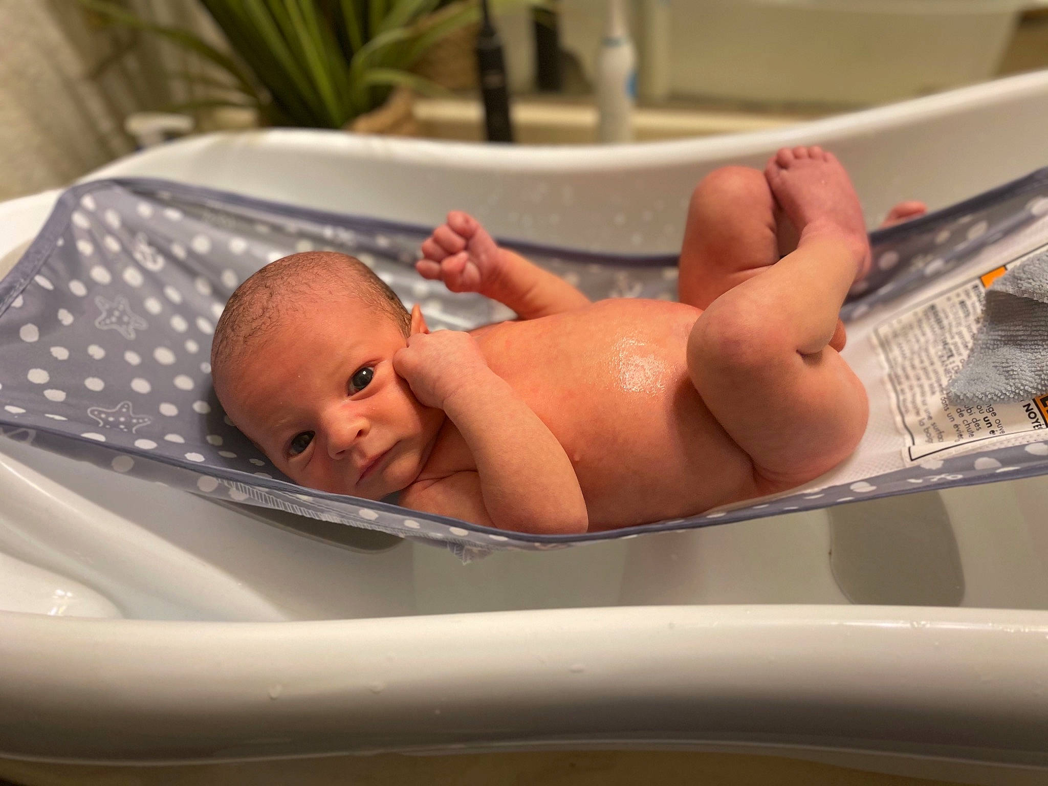 Justin joined the competition — help win amazing prizes! baby, baby_bathing, baby_products, bathing, cheek, chest, child, comfort, event, finger, foot, houseplant, leisure, mouth, person, plant, room, skin, stomach, thumb