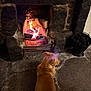 Syla joined the competition — help win amazing prizes! animal, bucket, coal, comfort, cozy, dog, fire, fireplace, glowing, hearth, heat, indoor, pet, relaxed, rustic, sitting, stone_floor, stone_wall, warm, wood