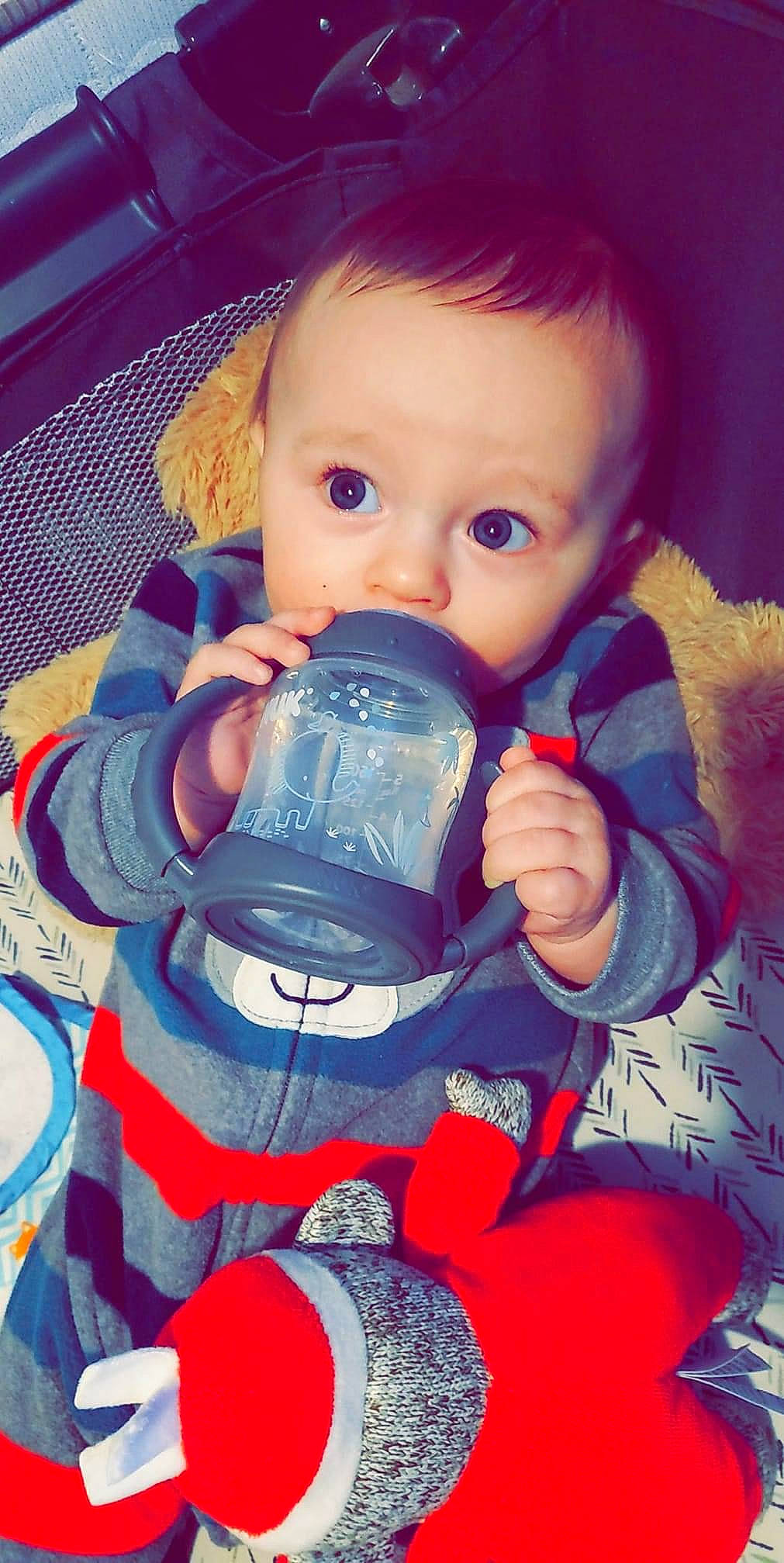 Kenny is registered to the contest to win money with this photo: baby, baby_products, cheek, child, eye, lip, mouth, nose, person, play, product, toddler, toy