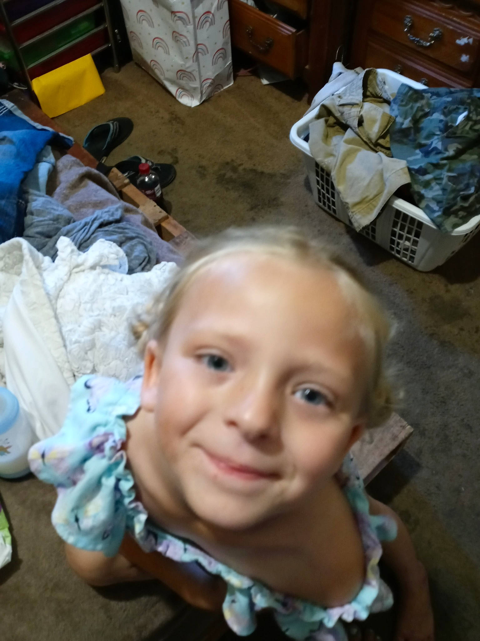 Patience is registered to the contest to win money with this photo: bag, box, cheek, child, eye, eyebrow, fashion_accessory, fun, happy, head, iris, joy, lip, mouth, person, plastic, selfie, shipping_box, sitting, smile