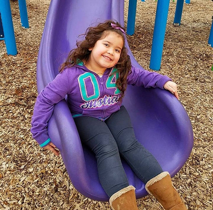 Kaliah joined the competition — help win amazing prizes! blue, child, day, fun, girl, joy, leisure, outdoor_play_equipment, person, play, playground, product, purple, recreation, smile, toddler