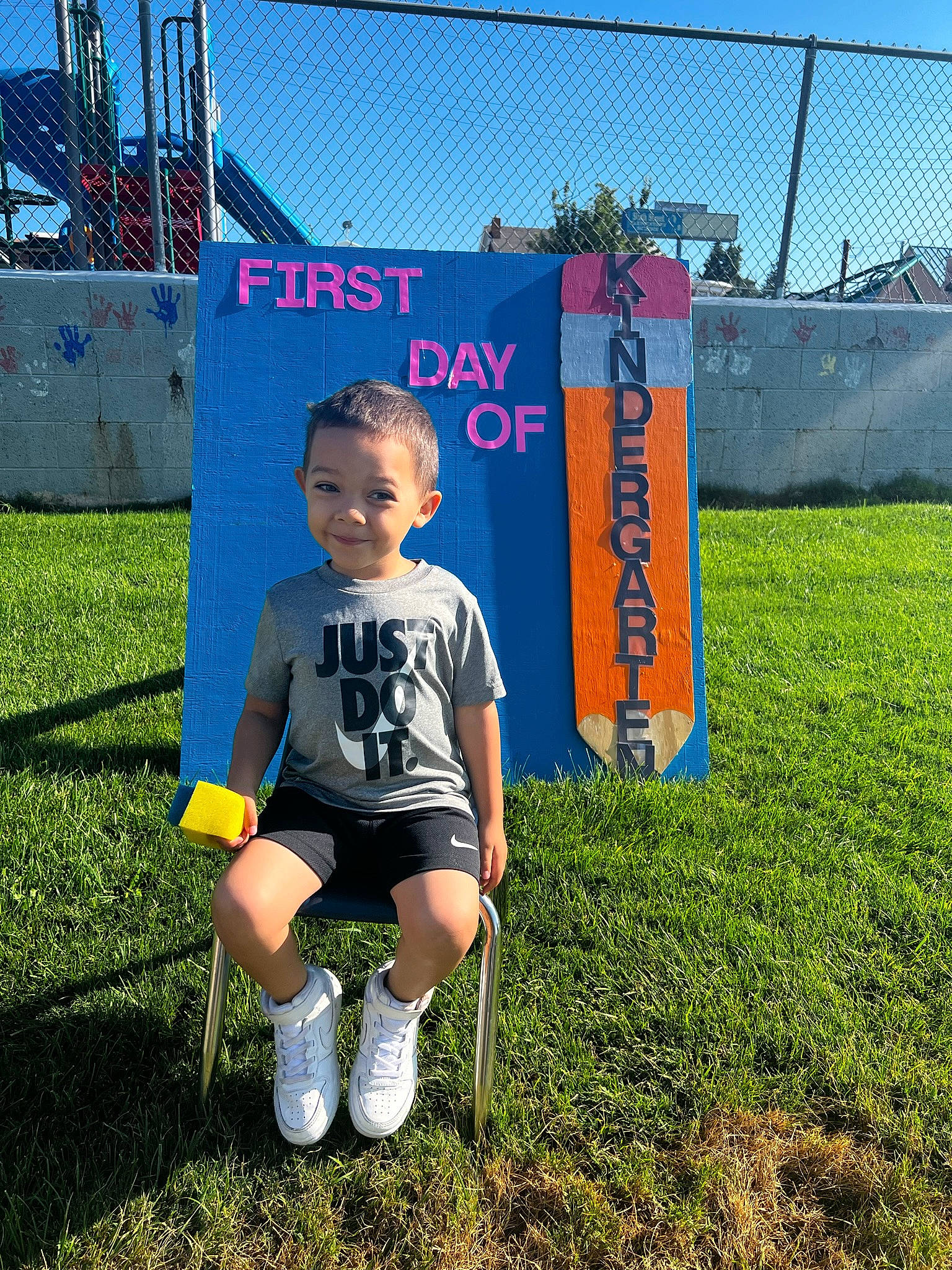 Anakin joined the competition — help win amazing prizes! advertising, child, electric_blue, fun, garden, grass, grass_family, grassland, joy, lawn, leisure, person, play, player, public_space, recreation, shorts, sitting, sky, soil