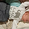 Wyatt is registered to the contest to win money with this photo: baby, infant, clothing, elephant_graphic, white_shirt, blanket, pillow, cushion, lying_down, infant_boy, sleepwear, bed, soft_toys, indoor, young_child, cute, cozy, resting, child, portrait