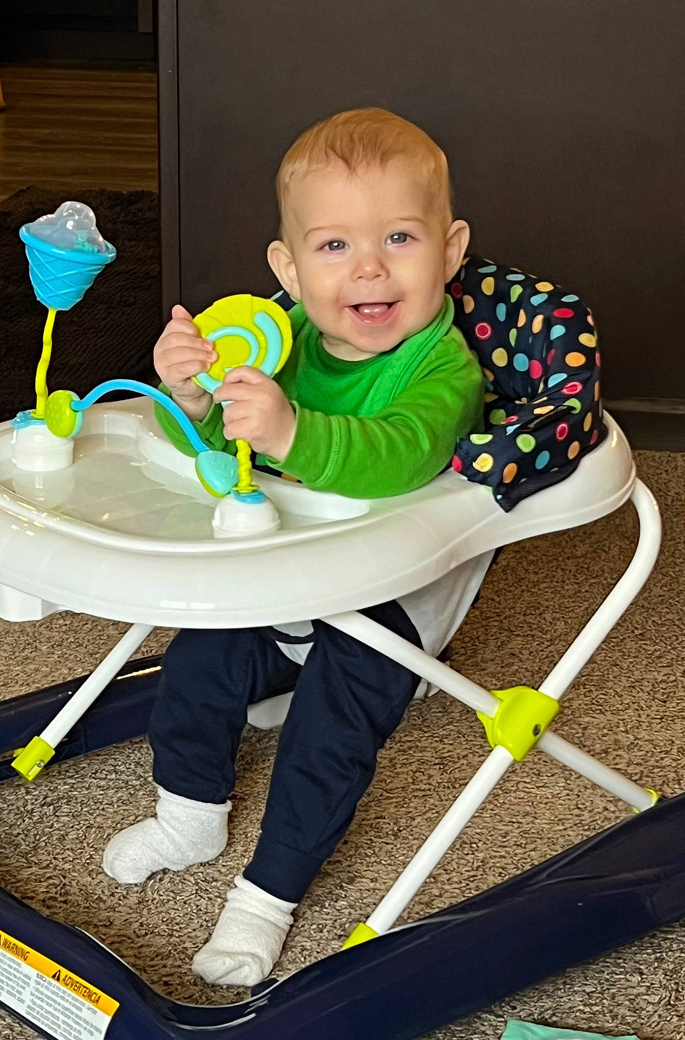 Christian joined the competition — help win amazing prizes! baby, baby_products, baby_toddler_clothing, baby_toys, chair, child, fun, happy, joy, leisure, person, play, room, sitting, smile, t_shirt, table, tableware, toddler