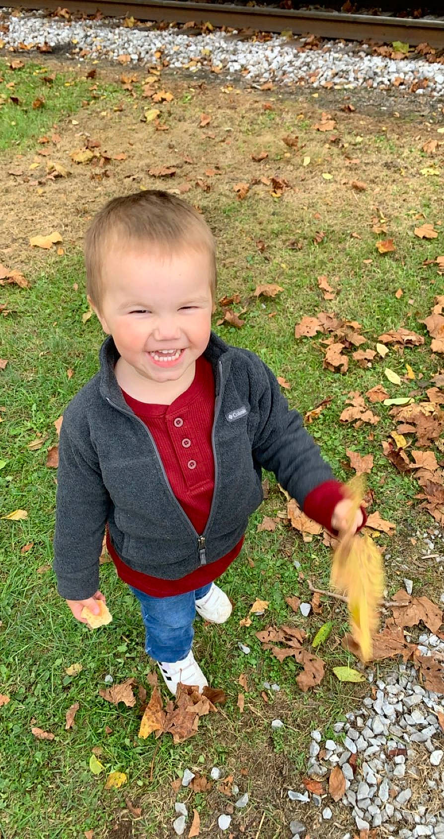 Vincent joined the competition — help win amazing prizes! baby, baby_toddler_clothing, botany, child, deciduous, fun, grass, green, happy, joy, lawn, leaf, people_in_nature, person, plant, sitting, smile, soil, toddler, tree