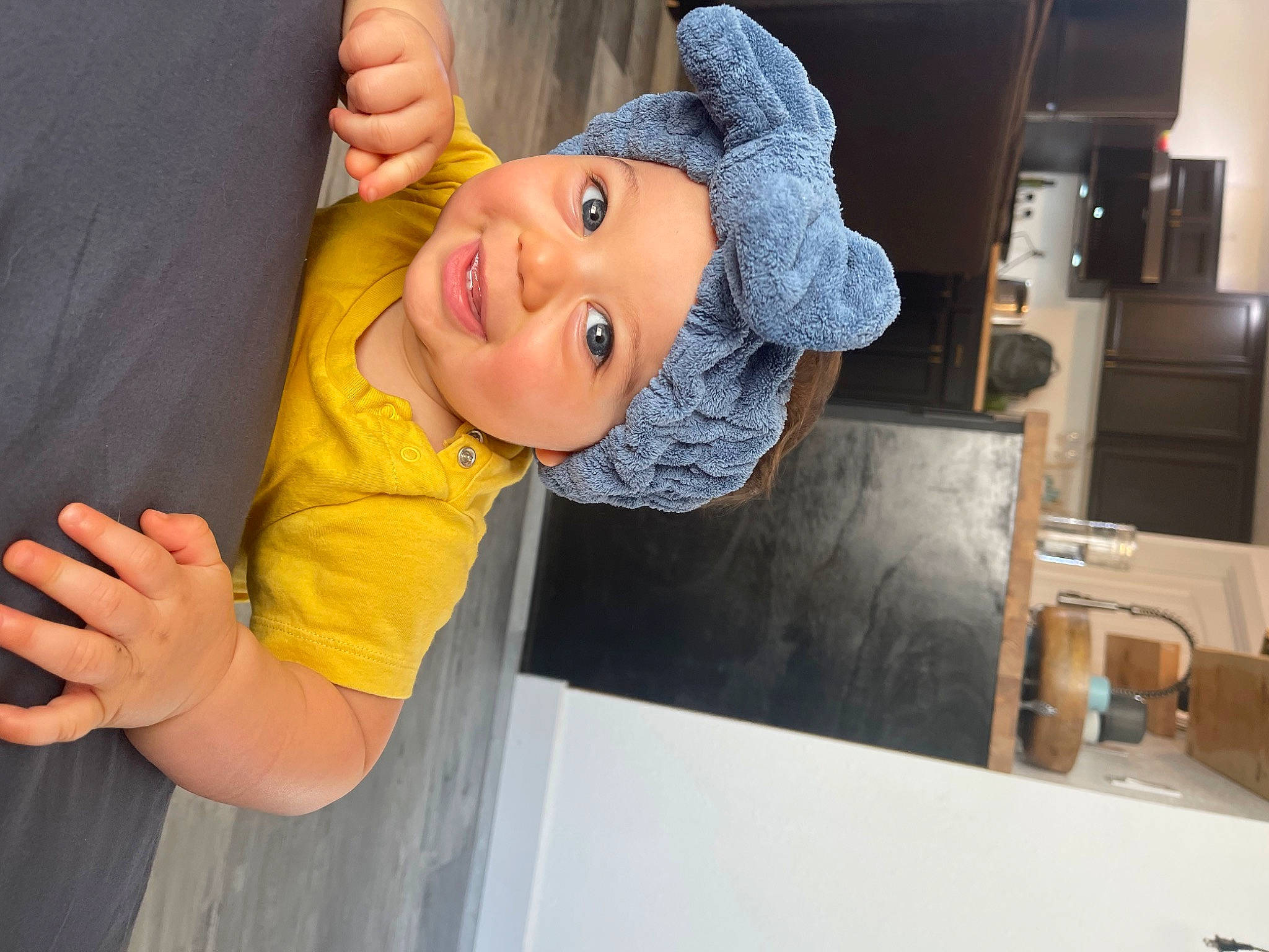 Landon joined the competition — help win amazing prizes! baby, baby_products, baby_toddler_clothing, child, elbow, finger, fun, gesture, happy, hat, headwear, joy, laugh, leisure, paper_towel, person, play, room, sleeve, smile