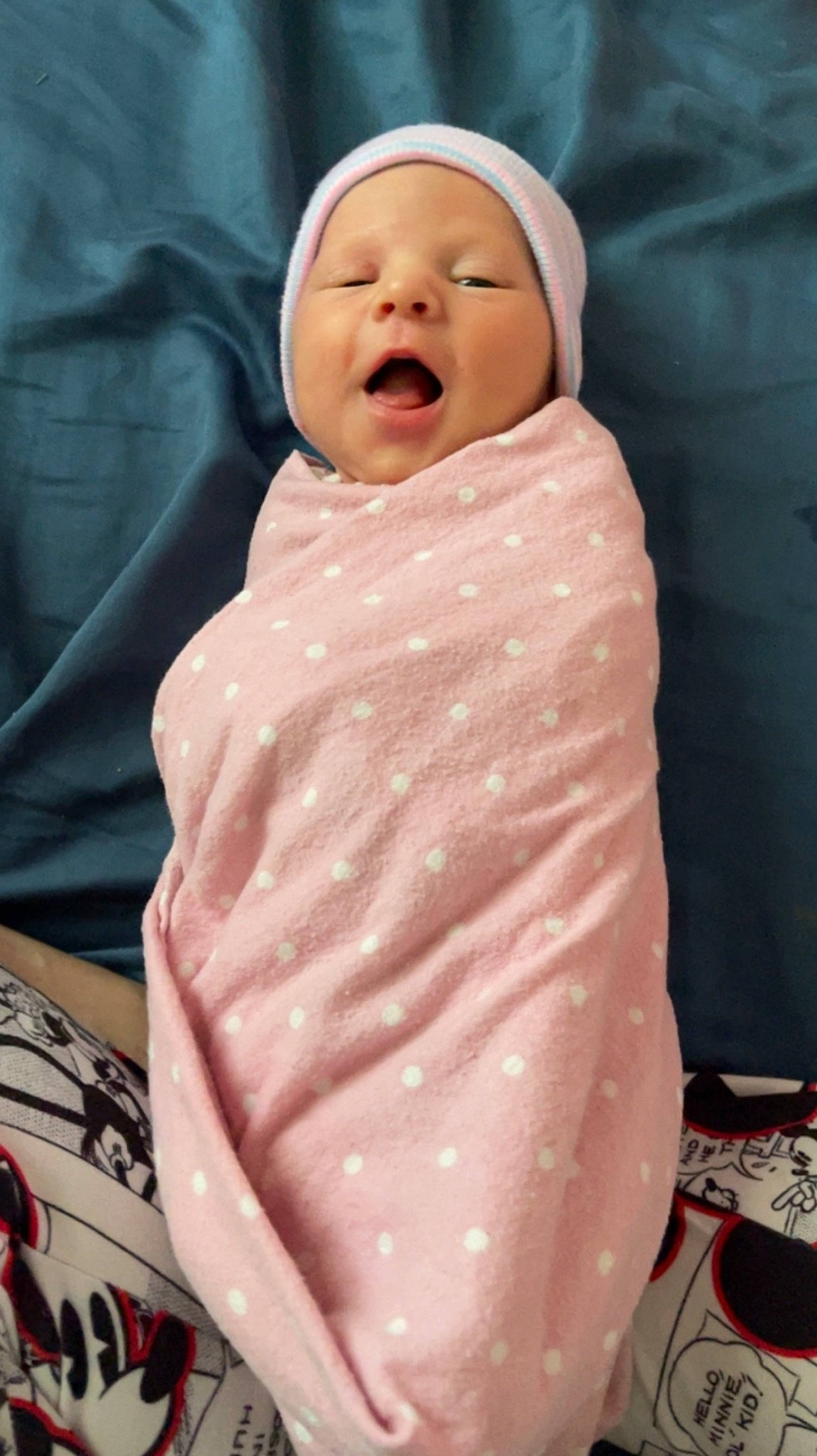 Emery joined the competition — help win amazing prizes! baby, baby_products, baby_sleeping, baby_toddler_clothing, cheek, child, comfort, happy, headwear, linens, magenta, pattern, person, pink, product, skin, sleeve, smile, textile, thumb