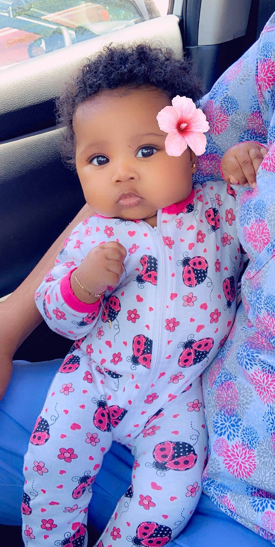 Ivy is registered to the contest to win money with this photo: baby, baby_products, baby_toddler_clothing, cheek, child, design, pattern, person, pink, product, skin, toddler