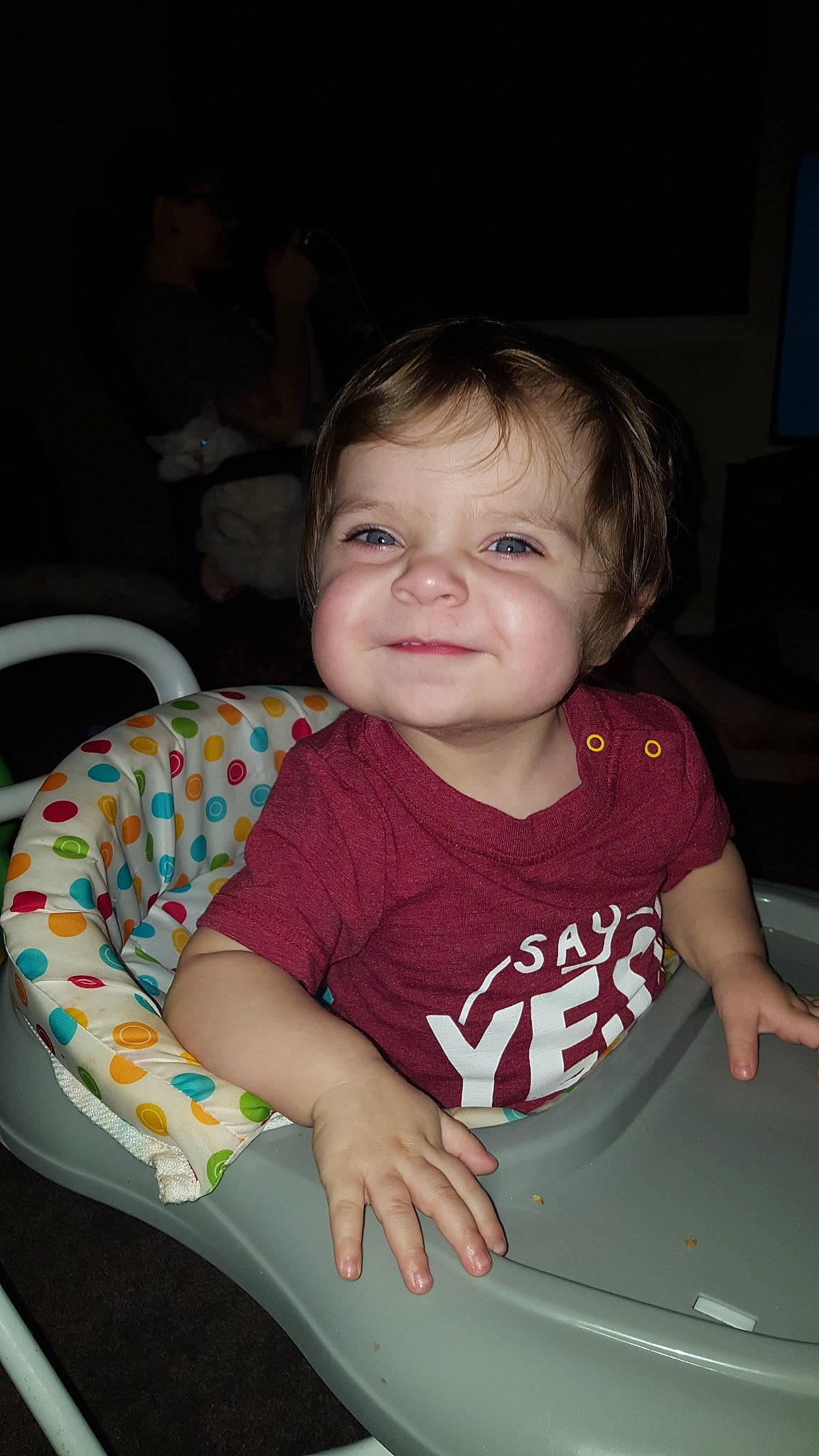 Kaelyn joined the competition — help win amazing prizes! baby, cheek, child, chin, eye, face, facial_expression, family, fun, head, iris, joy, lip, person, sitting, skin, smile, toddler, tooth, vacation