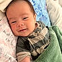 Samuel joined the competition — help win amazing prizes! baby, smiling, blanket, pillow, infant, face, clothing, bed, cozy, child, cute, portrait, cute_baby, happy, resting, soft, comfort, indoor, toddler, sleepwear