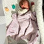 newborn, baby, sleeping, crib, blanket, pacifier, infant, sleep, cozy, soft, knitted_blanket, patterned_mattress, peaceful, child, indoors, rest, cute, small, wrapped, laying_down