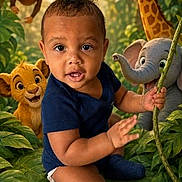 Richard joined the competition — help win amazing prizes! toddler, child, jungle, greenery, vine, monkey, giraffe, lion, elephant, cartoon_animals, outdoor, nature, smiling, cute, baby, portrait, playful, forest, leaf, adventure