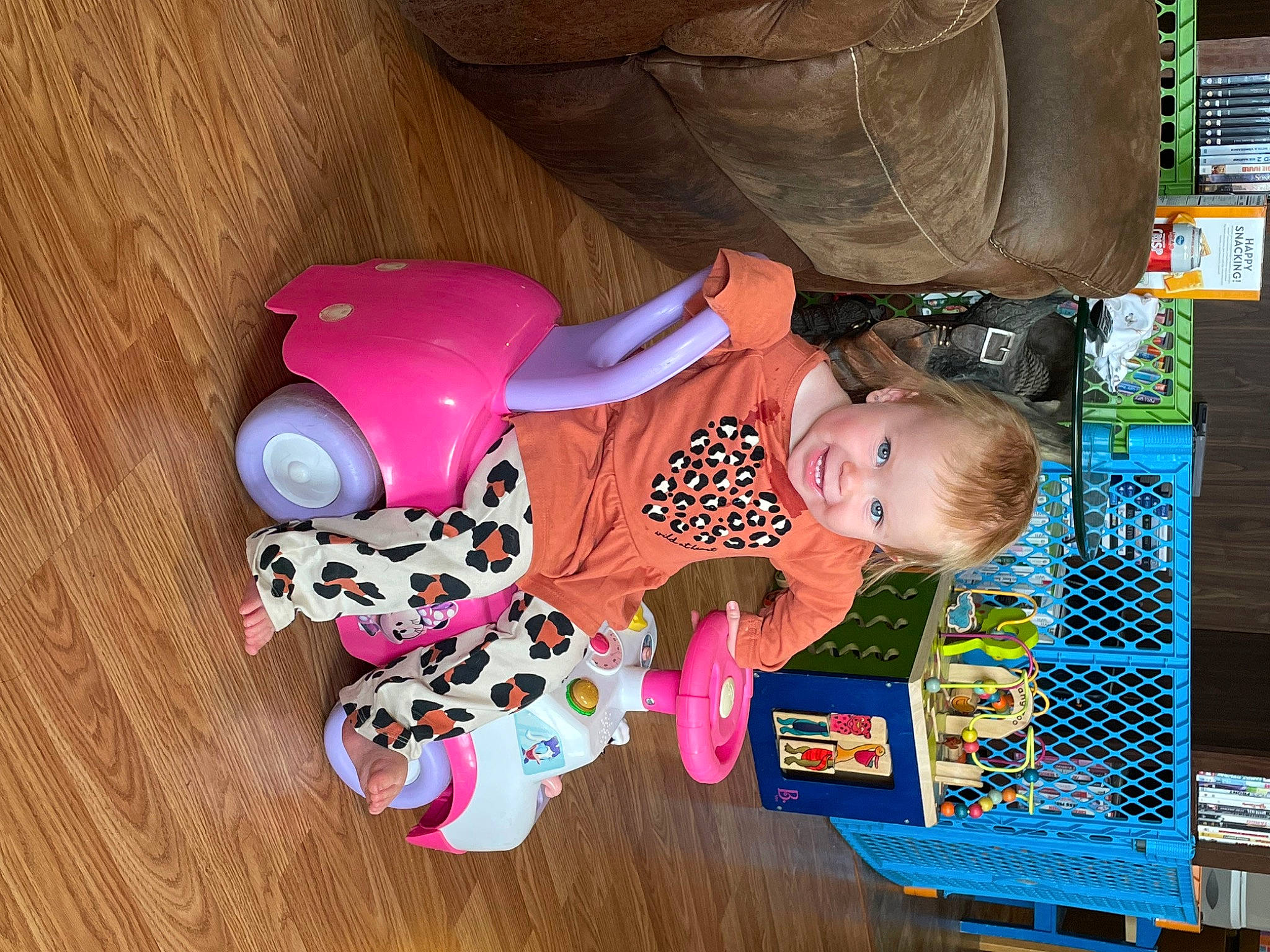 Oakley joined the competition — help win amazing prizes! baby, baby_products, baby_toddler_clothing, baby_toys, child, eye, facial_expression, fun, happy, hardwood, hat, magenta, person, play, room, smile, stuffed_toy, toddler, toy, wood