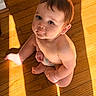 Atticus is registered to the contest to win money with this photo: baby, bare_skin, candid, chubby_cheeks, cute, diaper, feet, hair, hands, hardwood_floor, indoor, infant, looking_up, portrait, shadow, sitting, sunlight, toddler, warm_tone, wide_eyes