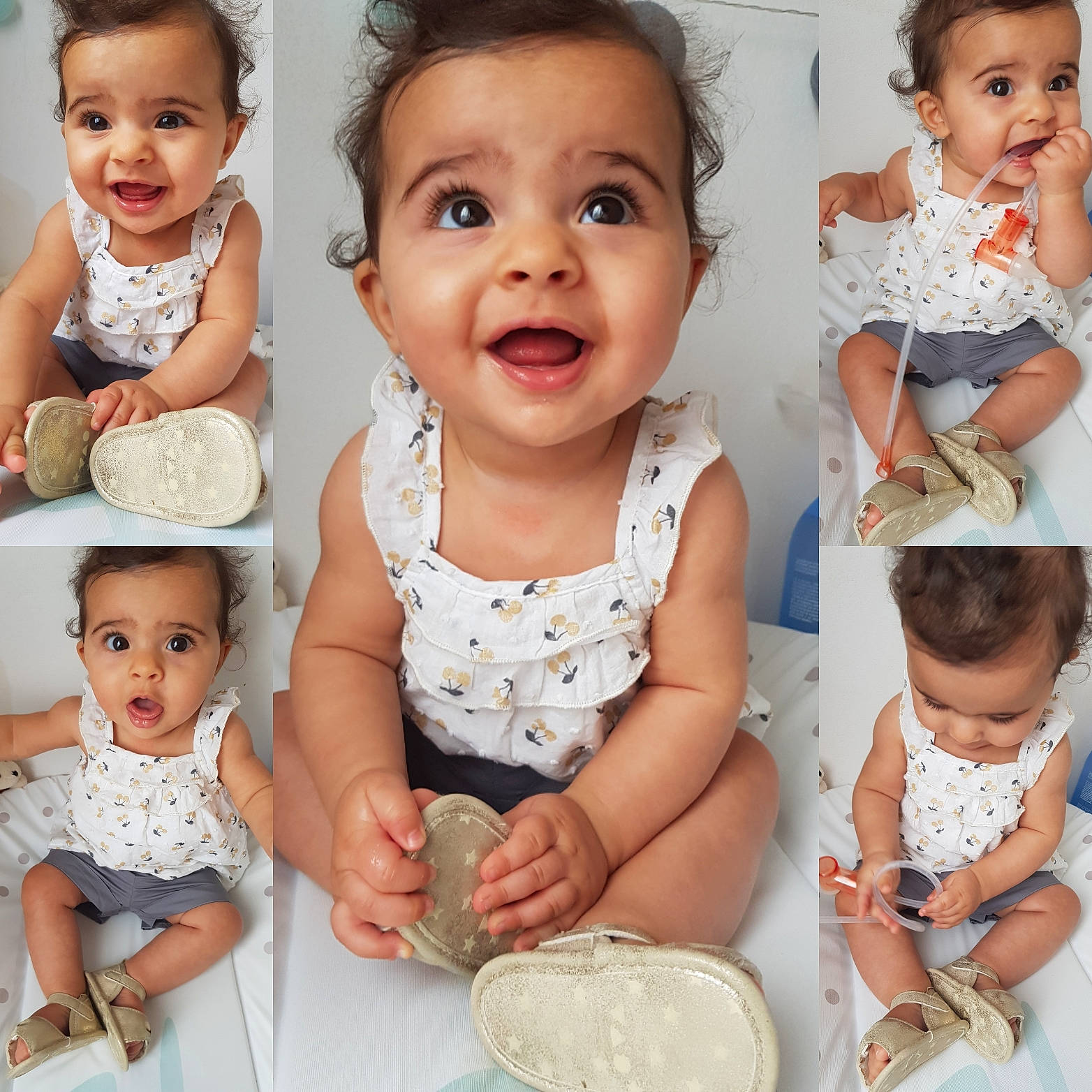 Amel participe au concours pour gagner de l'argent avec cette photo : baby, baby_toddler_clothing, child, child_model, food, person, play, product, sibling, sitting, smile, toddler