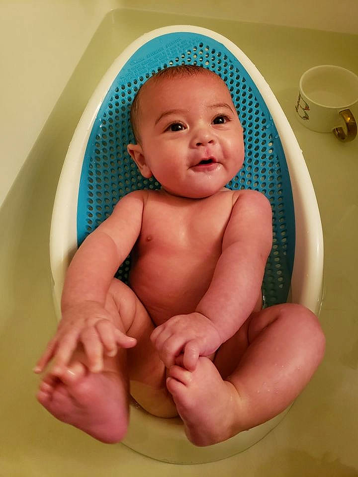 Cayde joined the competition — help win amazing prizes! baby, baby_bathing, bathing, bathtub, birth, child, finger, hand, leg, mouth, person, skin, stomach, toddler