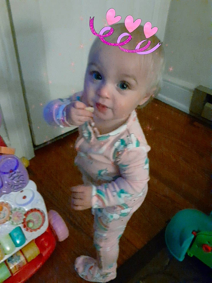 Emilee is registered to the contest to win money with this photo: baby, baby_toddler_clothing, child, hair_accessory, headgear, person, pink, play, toddler