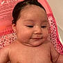 Nayeli joined the competition — help win amazing prizes! baby, child, bath, pink, wet_skin, earrings, smile, infant, water_drops, pattern, bathtub, relaxing, cute, skin, toddler, portrait, indoor, person, seat, happy