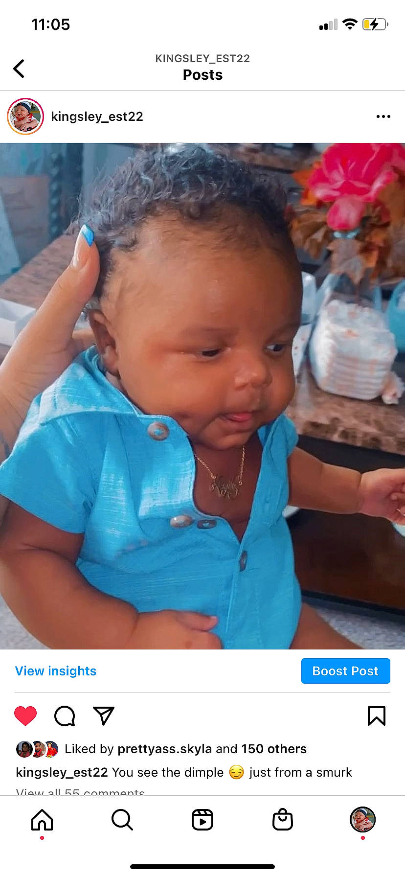 Kingsley is registered to the contest to win money with this photo: adaptation, azure, baby, beauty, cheek, child, ear, electric_blue, event, eyelash, facial_expression, fun, happy, mouth, nose, person, photograph, room, skin, snapshot