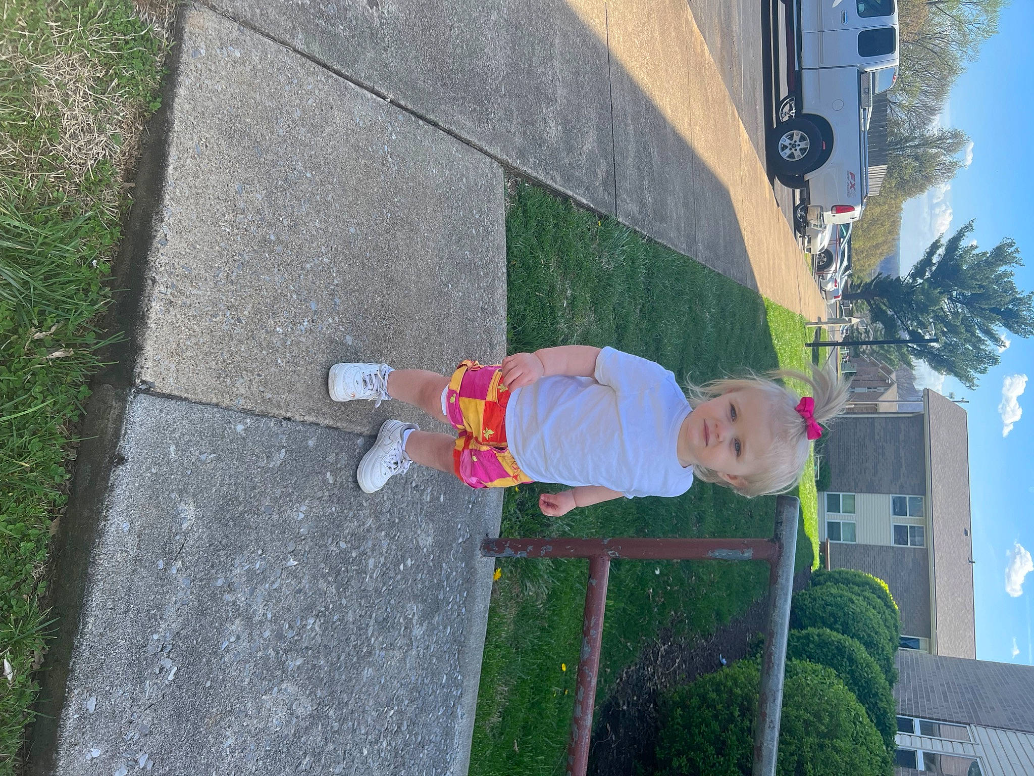 Aliyah joined the competition — help win amazing prizes! asphalt, baby, car, child, city, concrete, facade, fun, grass, house, leaf, leisure, person, plant, road_surface, sidewalk, sky, tire, toddler, tree