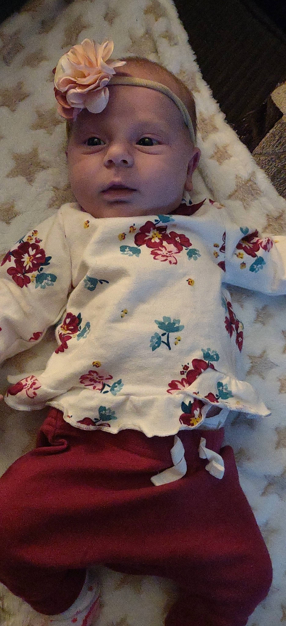 Paisleigh Marie Hack is registered to the contest to win money with this photo: baby, baby_toddler_clothing, cheek, child, eye, eyelash, happy, linens, lip, nose, pattern, peach, person, pink, plant, skin, sleeve, toddler, tradition, vintage_clothing