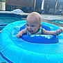 Aaron joined the competition — help win amazing prizes! baby, child, pool, inflatable_ring, water, smiling, summer, outdoor, joyful, floating, blue, backyard, patio, happy, person, infant, fun, splash, recreation, sunlight