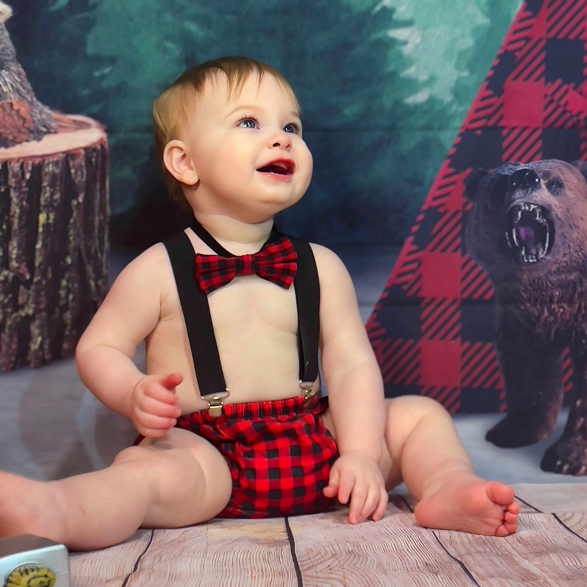 Pat is registered to the contest to win money with this photo: accessories, animal, baby, babylaughing, blazer, blonde, bodypart, bowtie, canine, city, clothing, coat, costume, couch, cream, dessert, dog, dress, eveningdress, face