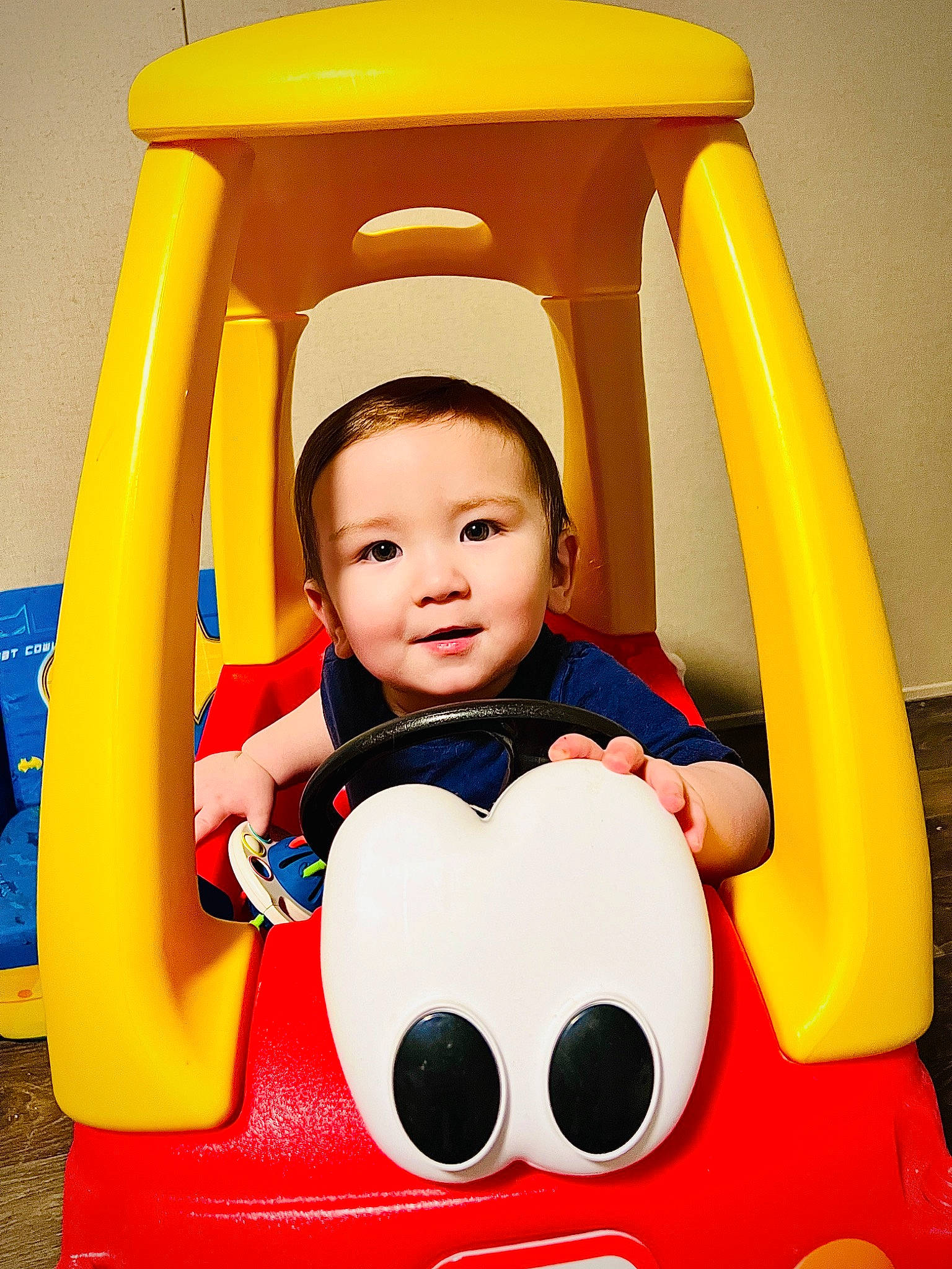 Ronin joined the competition — help win amazing prizes! automotive_design, automotive_exterior, baby, baby_toddler_clothing, blue, eye, face, fun, happy, head, leisure, motor_vehicle, nose, person, playground, recreation, smile, snapshot, toddler, travel
