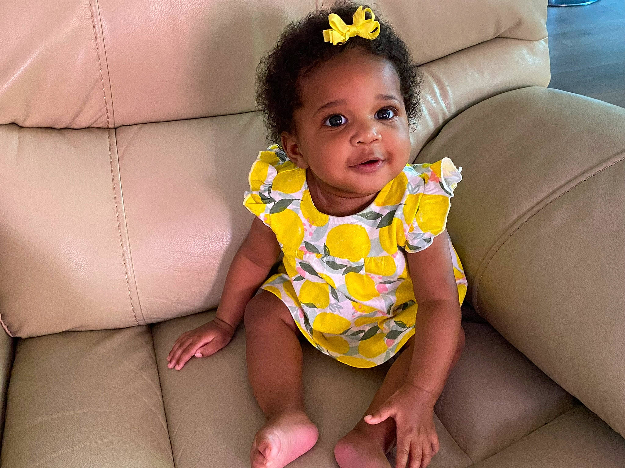 Arianna is registered to the contest to win money with this photo: baby, baby_toddler_clothing, comfort, dress, eye, flash_photography, fun, hair, hairstyle, happy, iris, leisure, mouth, neck, organ, person, plant, skin, smile, toddler