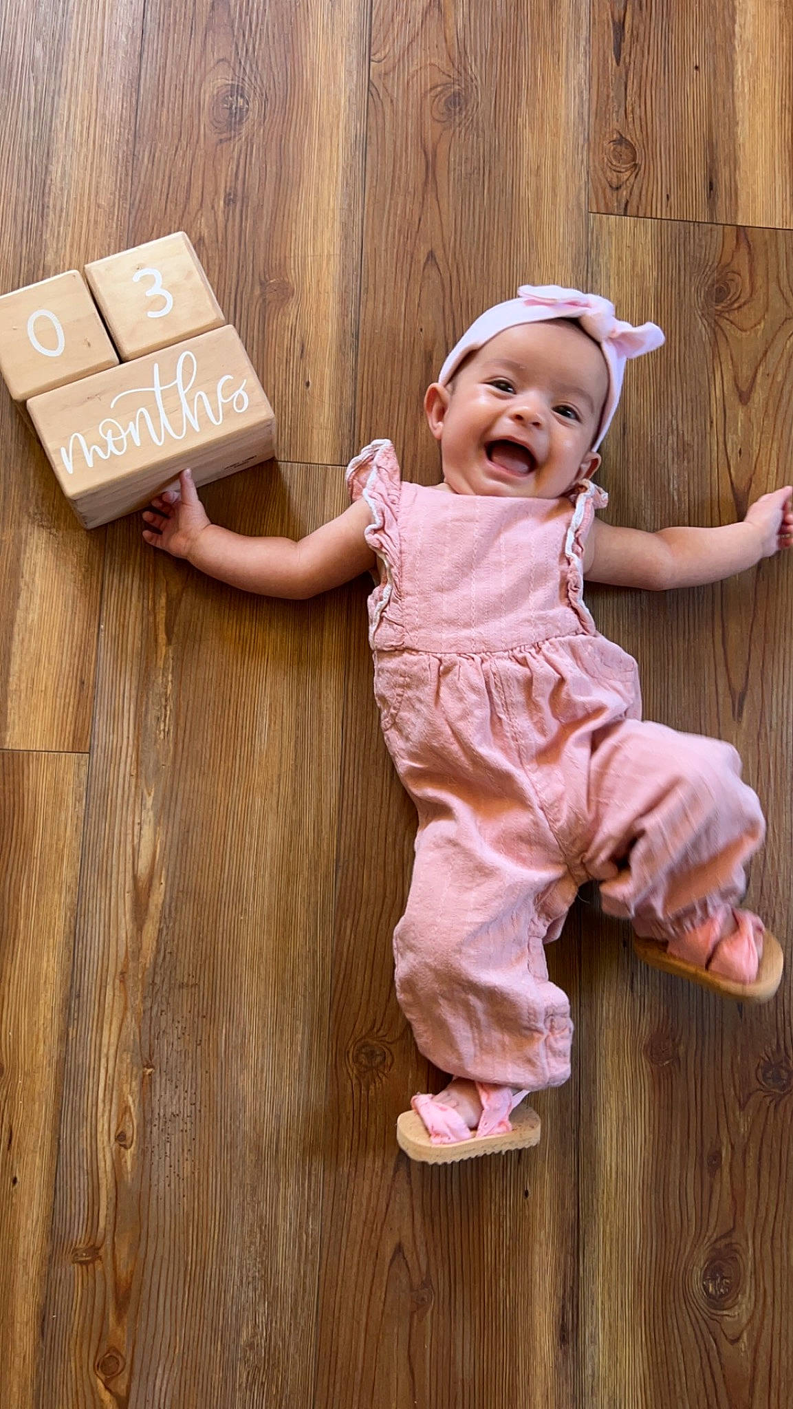 Emersyn joined the competition — help win amazing prizes! baby, baby_toddler_clothing, cheek, child, floor, flooring, foot, happy, hardwood, pattern, person, plank, skin, sleeve, smile, standing, toddler, varnish, wood, wood_flooring