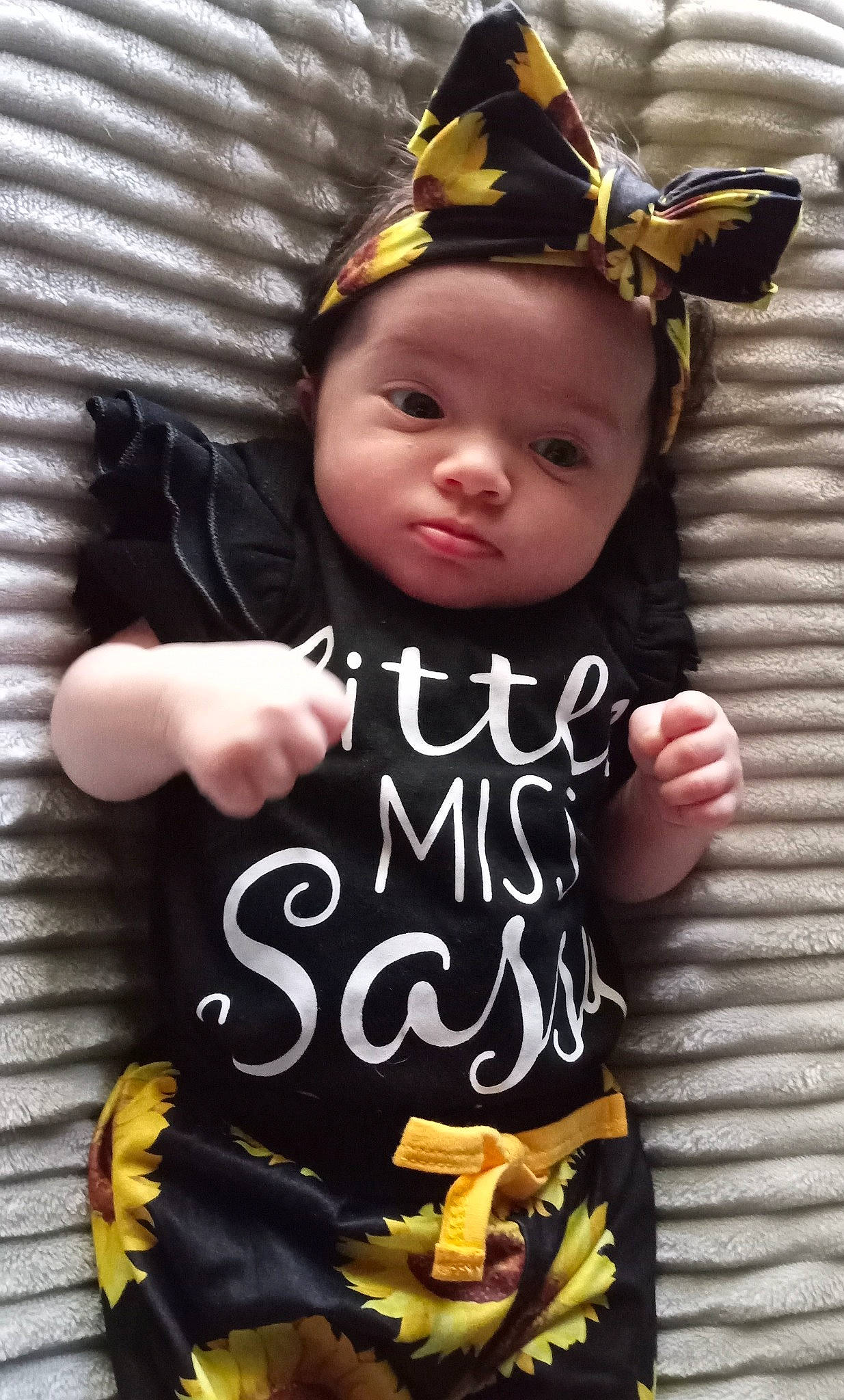 Annabelle joined the competition — help win amazing prizes! baby, baby_toddler_clothing, birthday, cake, cap, cheek, child, eye, fashion_accessory, happy, hat, head, headgear, headwear, human_body, pattern, person, sitting, sleeve, t_shirt