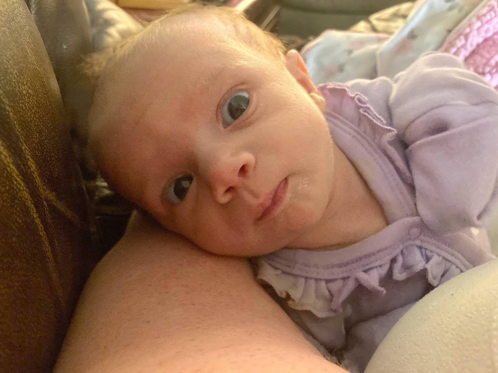 Ivy is registered to the contest to win money with this photo: abdomen, baby, baby_products, baby_safety, bedding, bedtime, cheek, chest, child, comfort, ear, eye, eyelash, iris, linens, nose, person, skin, smile, thumb