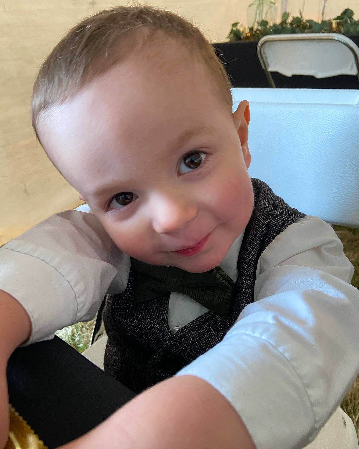 Branson joined the competition — help win amazing prizes! baby_toddler_clothing, cheek, chin, comfort, ear, eyebrow, eyelash, facial_expression, finger, gesture, hairstyle, happy, iris, leg, lip, neck, nose, person, skin, sleeve