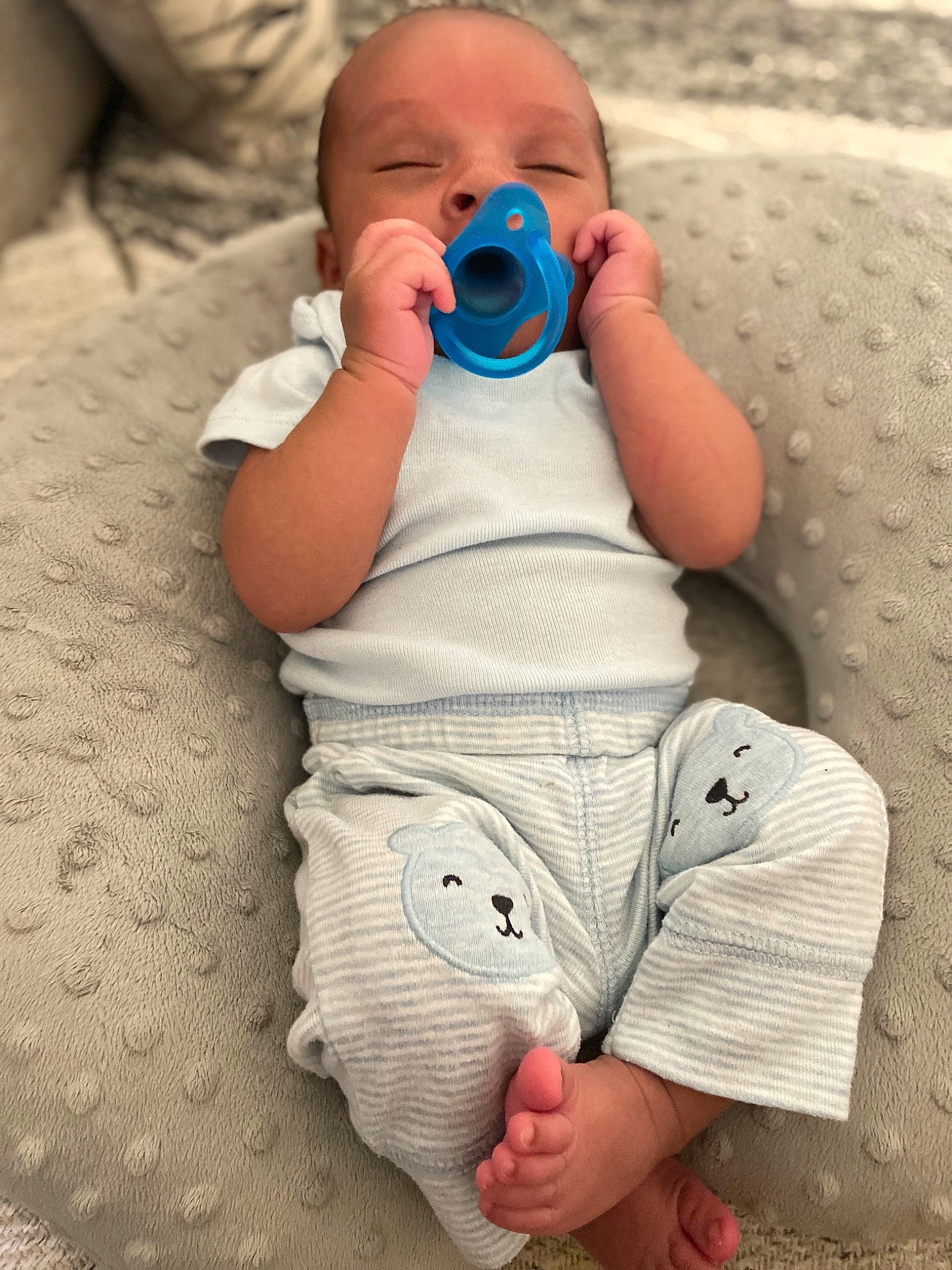 Elias joined the competition — help win amazing prizes! baby, baby_sleeping, baby_toddler_clothing, blue, child, hand, happy, person, play, toddler