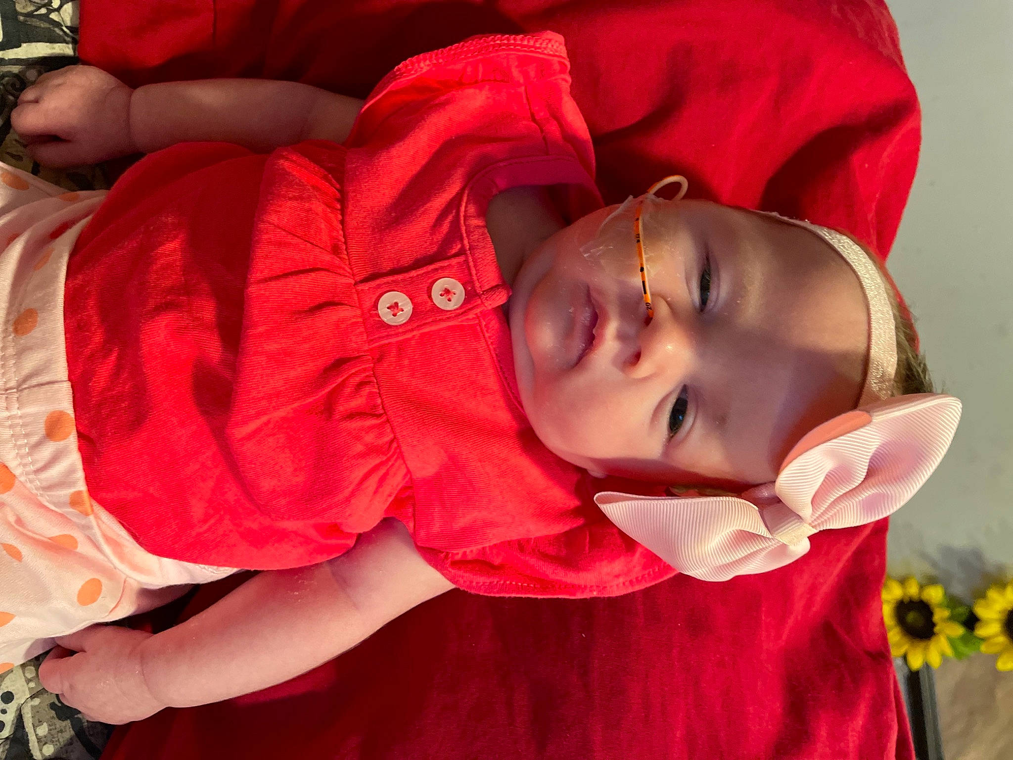 Araya joined the competition — help win amazing prizes! baby, baby_toddler_clothing, carmine, child, comfort, fun, grass, happy, hat, headwear, magenta, mouth, orange, person, personal_protective_equipment, pink, plant, red, sleeve, textile