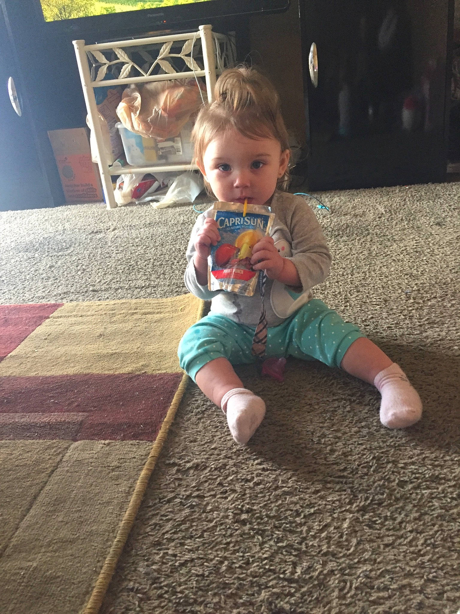 Everleigh joined the competition — help win amazing prizes! baby, child, floor, flooring, fun, person, play, smile, toddler, vacation