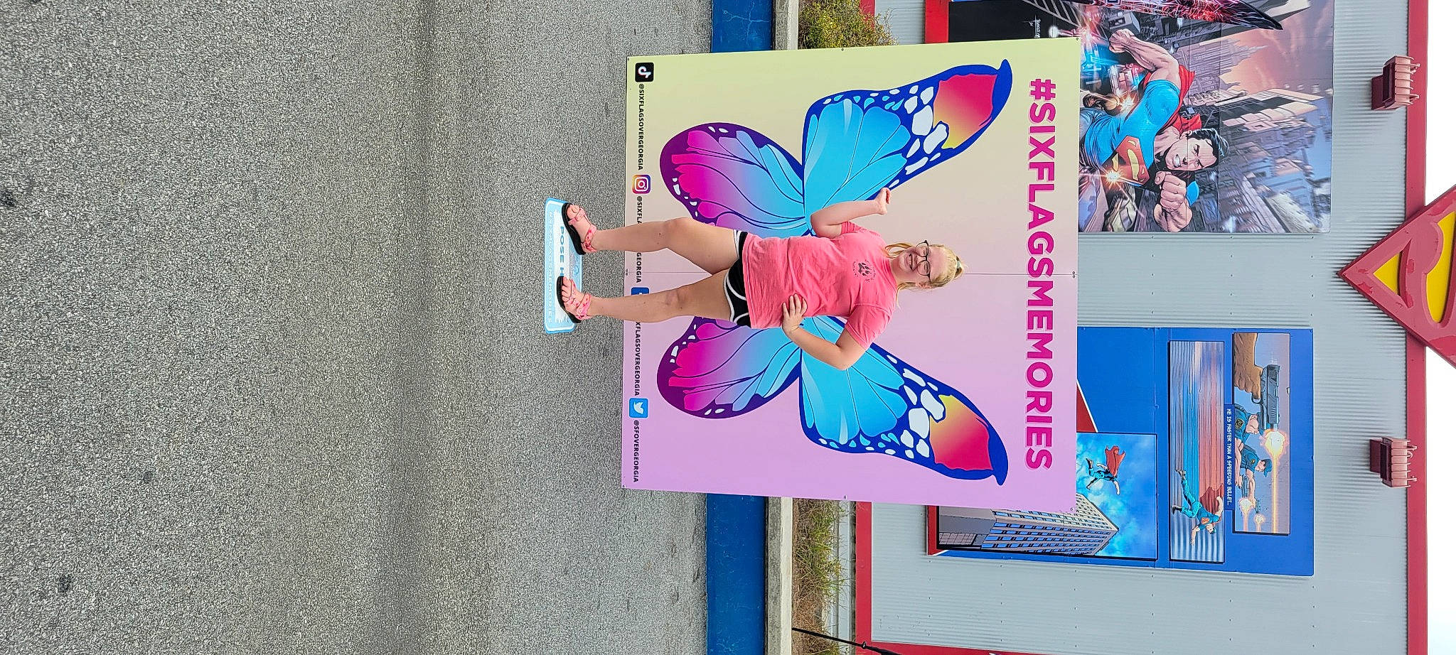 Coraline is registered to the contest to win money with this photo: advertising, art, arthropod, blue, butterfly, fictional_character, font, fun, graphics, illustration, insect, joy, leisure, magenta, moths_and_butterflies, mythical_creature, person, pink, pollinator, publication