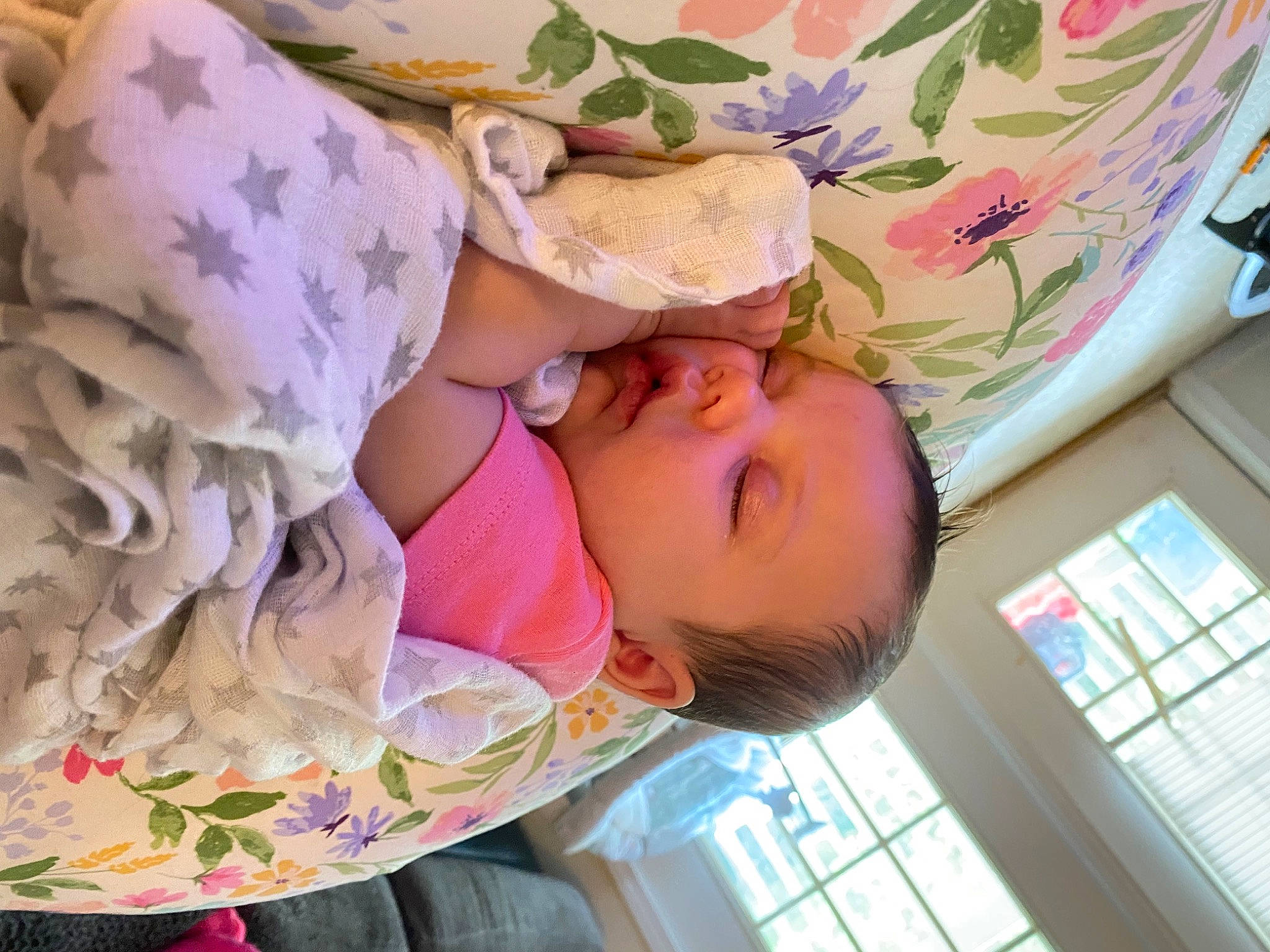 Olivia is registered to the contest to win money with this photo: baby, baby_products, baby_sleeping, baby_toddler_clothing, bedtime, cheek, child, comfort, happy, hat, linens, nap, pattern, person, pink, room, skin, sleep, textile, toddler