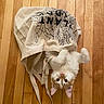 animal, canvas_bag, cat, curious, cute, domestic_cat, flooring, household, indoor, kitten, looking_up, orange_fur, pet, pets, playful, small_paws, tote_bag, white_fur, wooden_floor, young_cat