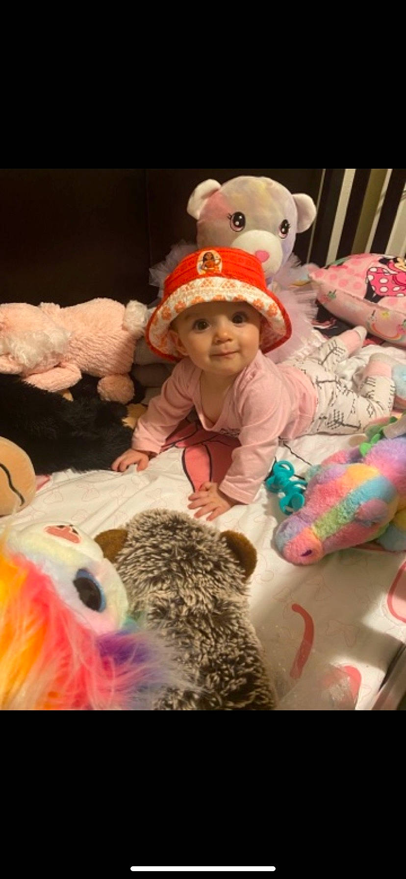 Armani joined the competition — help win amazing prizes! baby, baby_toddler_clothing, cap, child, event, fun, fur, happy, headgear, headwear, joy, linens, magenta, mammal, person, pink, plush, stuffed_toy, teddy_bear, textile