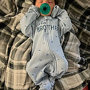 Weston joined the competition — help win amazing prizes! baby, blanket, blue_sleeper, child, comfort, cozy, cute, family, indoor, infant, lying_down, newborn, pacifier, peaceful, plaid, resting, sleeping, soft_texture, wearing_clothes, young