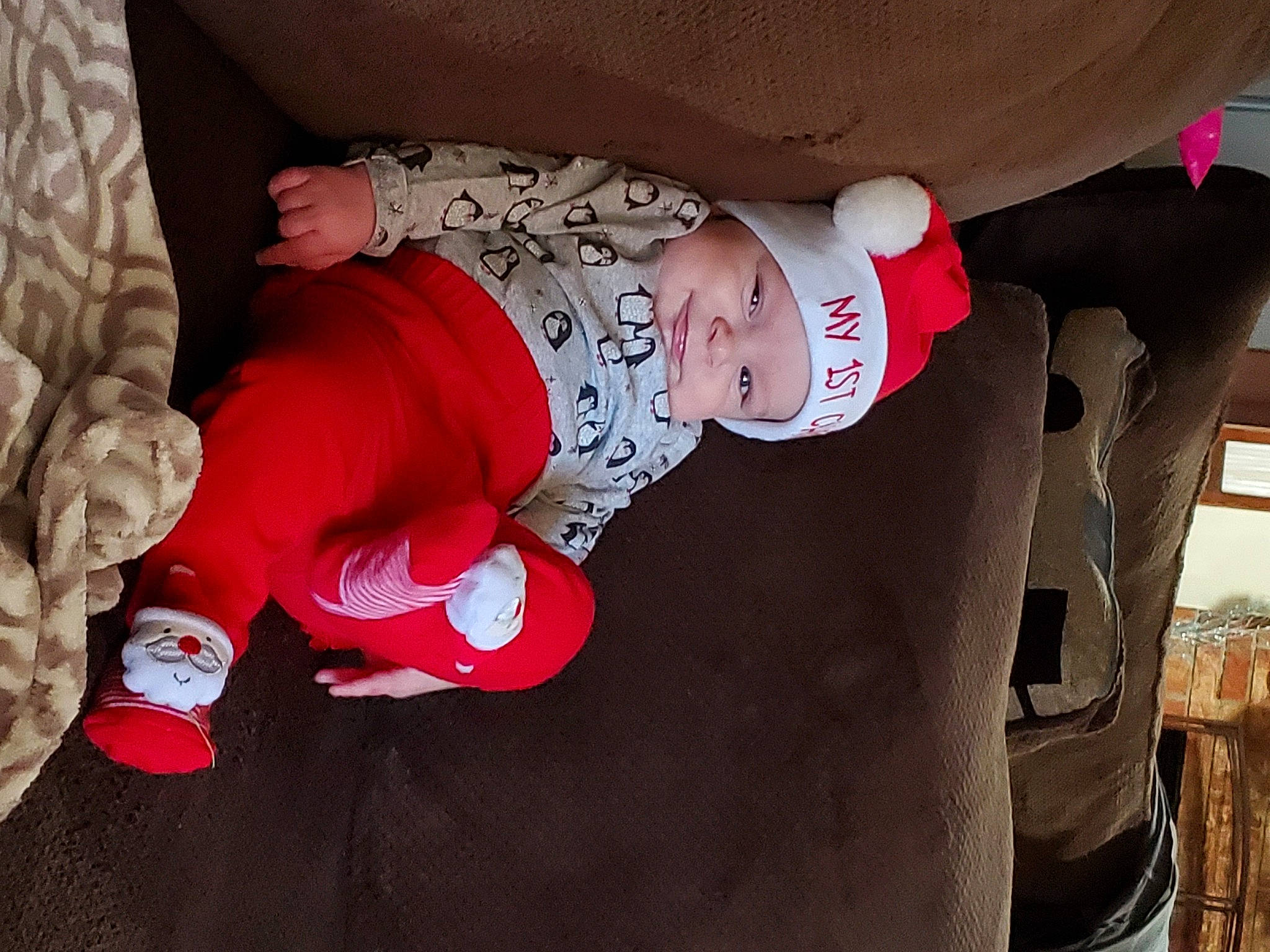 Amarah joined the competition — help win amazing prizes! abdomen, baby, baby_products, baby_toddler_clothing, carmine, child, christmas, headwear, nightwear, person, sock, toddler