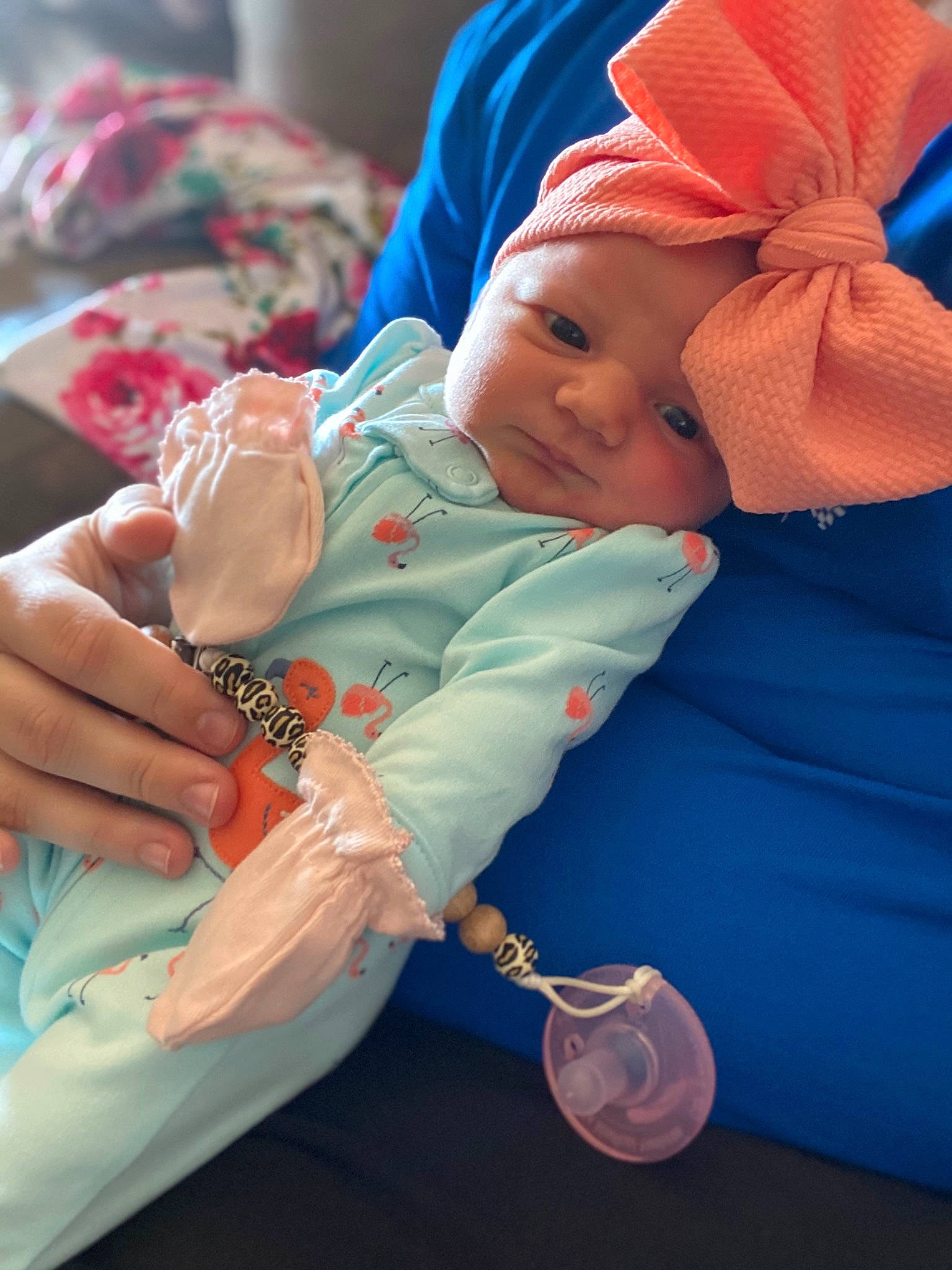 Emilee joined the competition — help win amazing prizes! baby, baby_sleeping, baby_toddler_clothing, bangle, blue, child, comfort, event, finger, fun, gesture, hand, happy, hat, headwear, human_body, interaction, mouth, person, skin