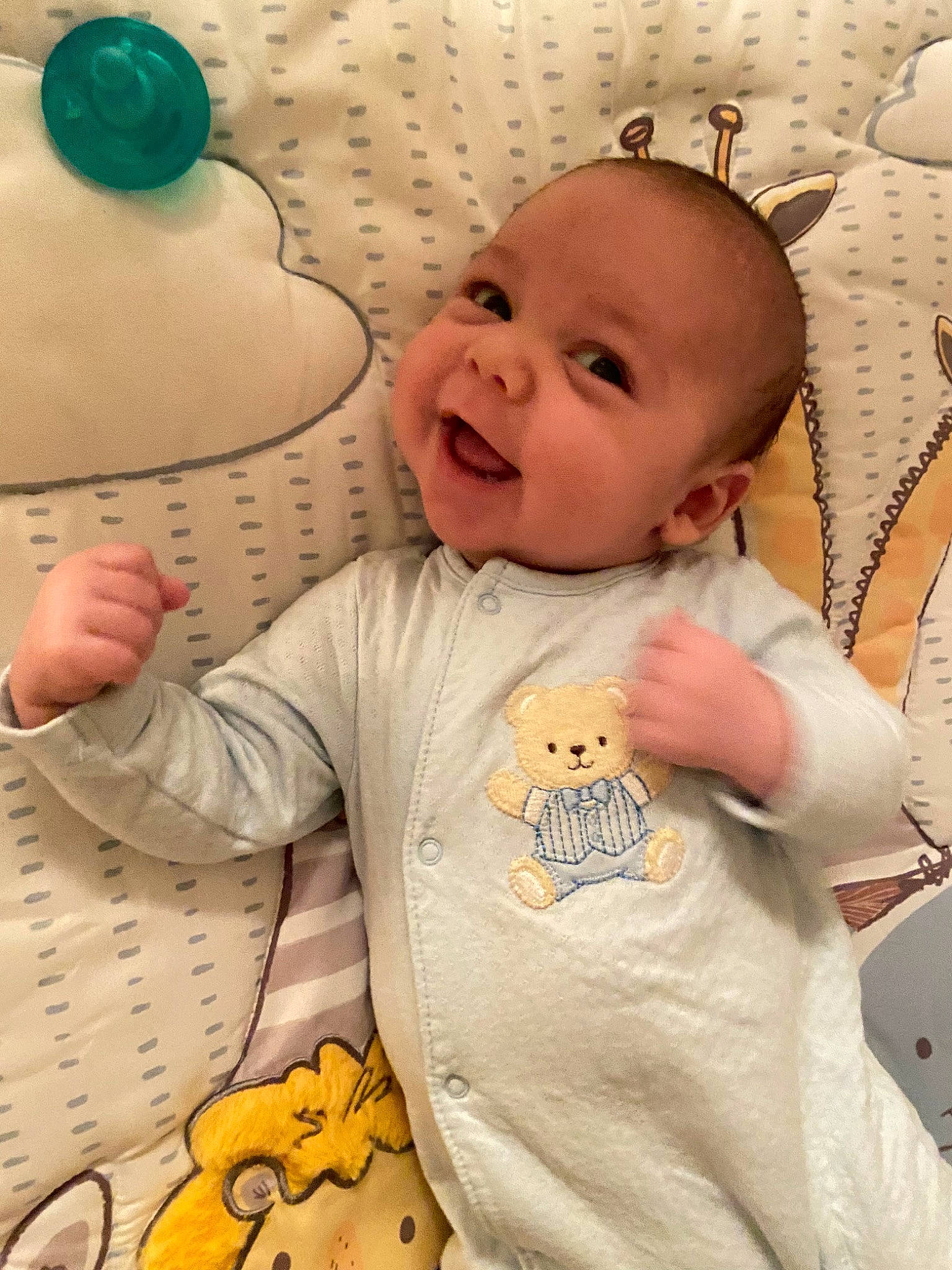 Hank joined the competition — help win amazing prizes! baby, baby_toddler_clothing, cheek, child, finger, happy, head, mouth, nose, orange, organ, person, product, skin, sleeve, smile, standing, textile, toddler, white