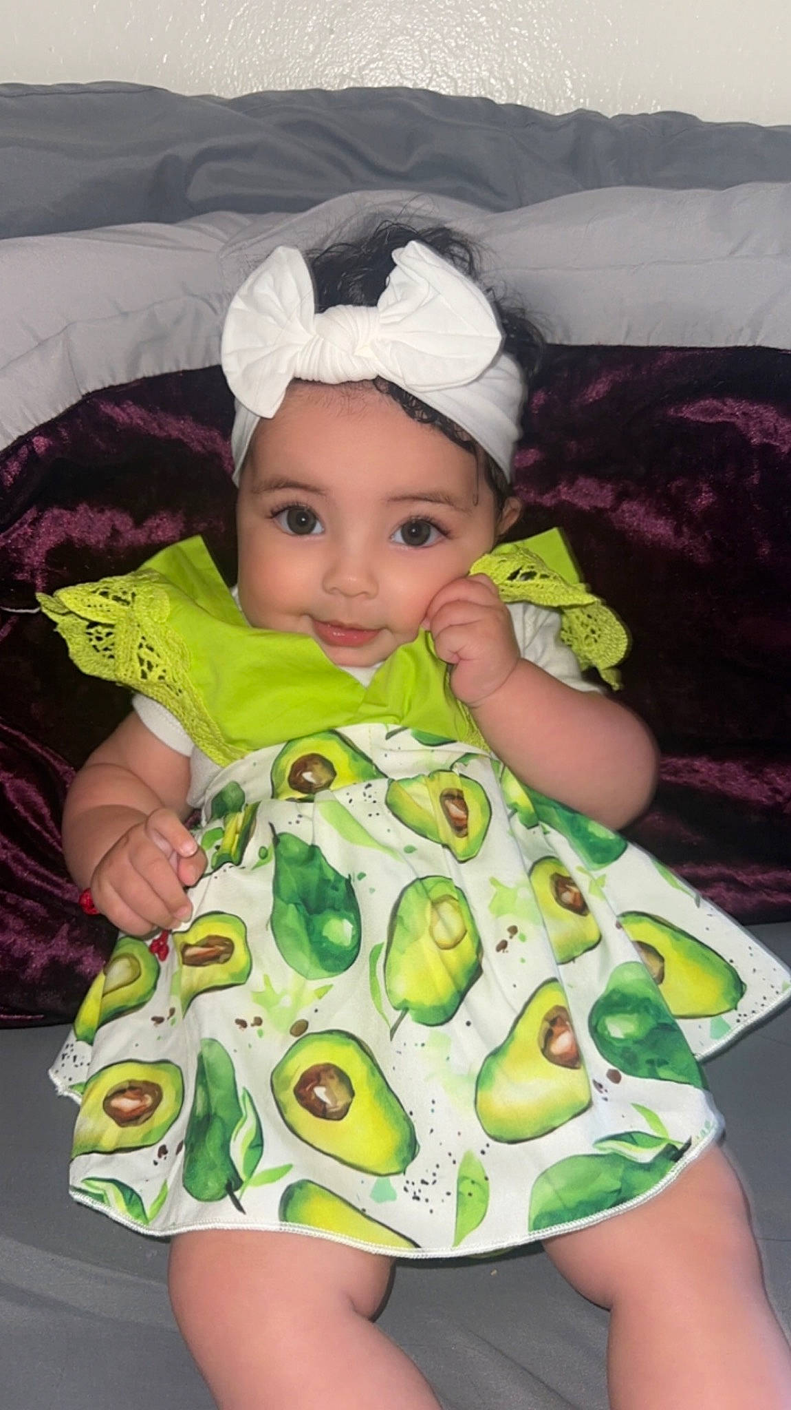 Elena is registered to the contest to win money with this photo: baby, baby_toddler_clothing, cheek, comfort, eye, eyebrow, facial_expression, fun, happy, head, headwear, iris, linens, lip, person, skin, sleeve, t_shirt, textile, toddler