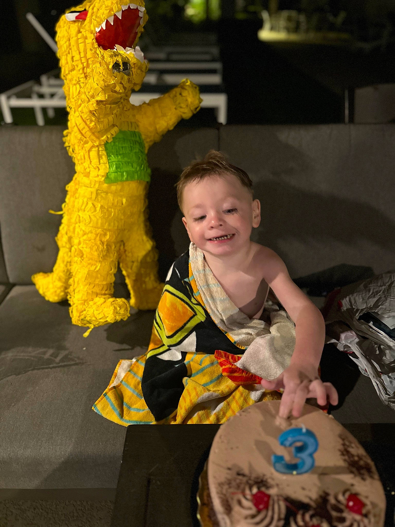 Gabriel is registered to the contest to win money with this photo: baby, baby_toddler_clothing, child, costume, event, facial_expression, fun, fur, happy, joy, mascot, person, sitting, smile, stuffed_toy, t_shirt, toddler, toy, vacation
