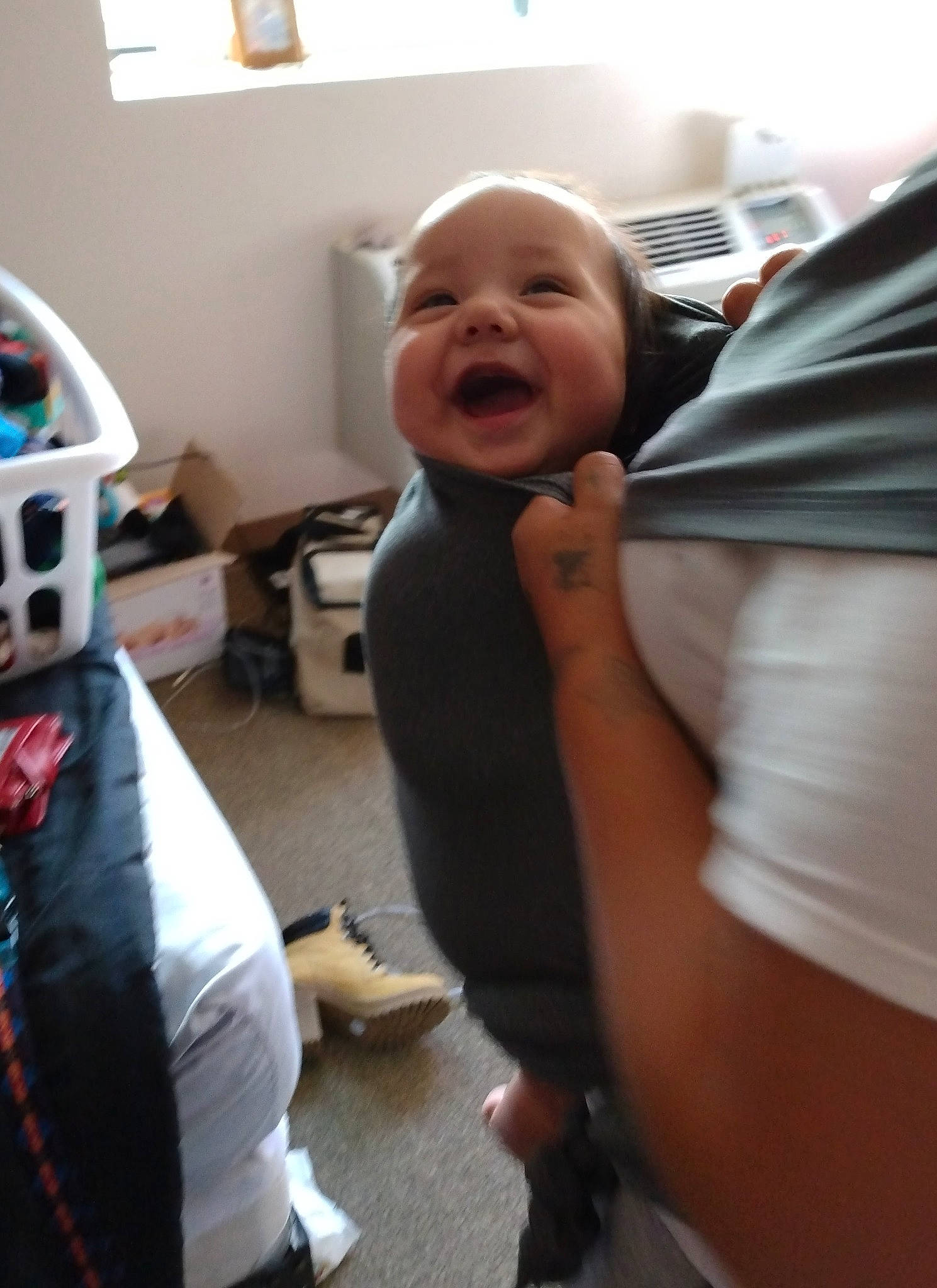 Richard joined the competition — help win amazing prizes! abdomen, baby, baby_products, baby_toddler_clothing, child, comfort, finger, fun, gesture, happy, laugh, mouth, person, room, shoulder, sitting, smile, t_shirt, thumb, toddler